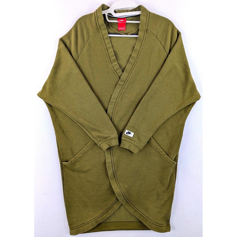Nike Sportswear Modern Cardigan Womens S Olive Green Open Front Longline 805523